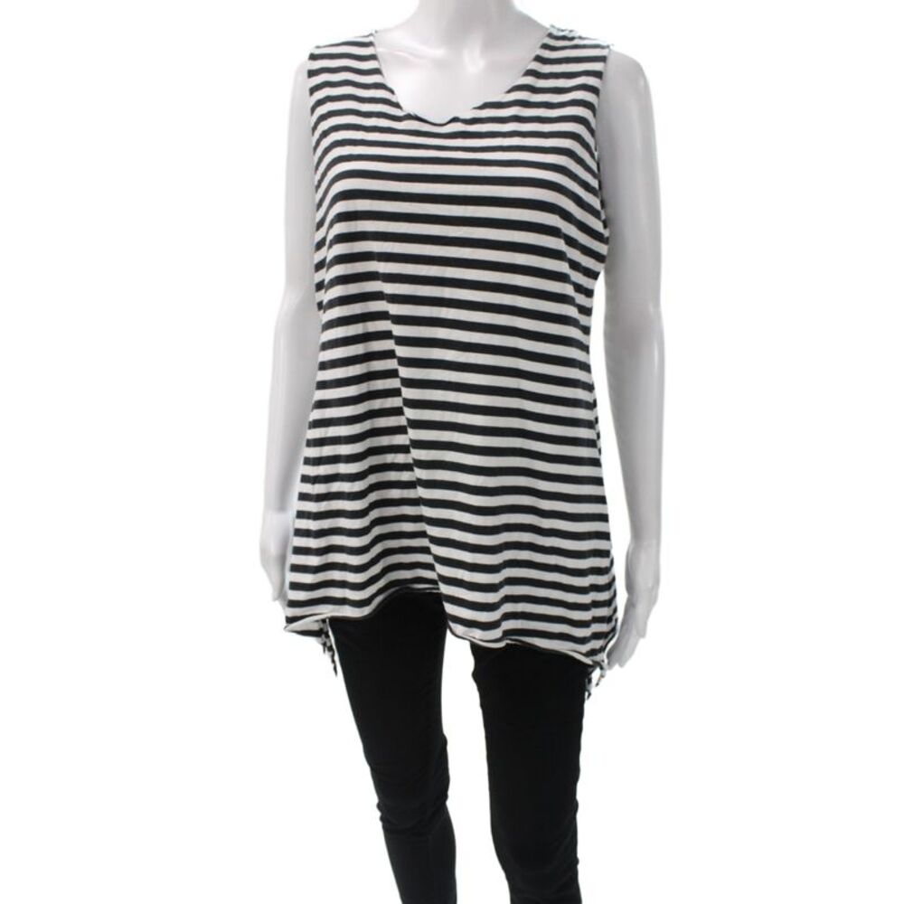 Planet Womens Black Pima Cotton Striped Scoop Neck Sleeveless Tunic Size 3